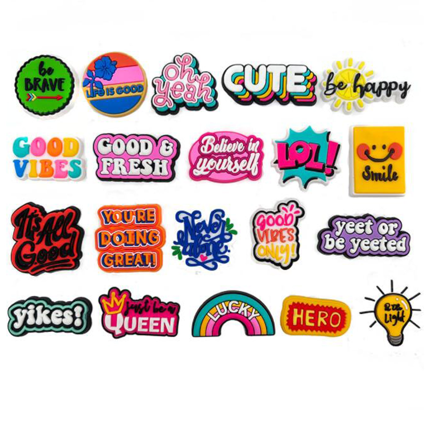 20PCS Phrase Letters Croc Charms for Girs Boys Shoe Clog Pins  Accessories,Pvc 